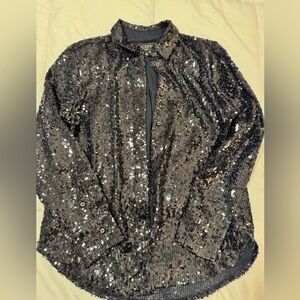 J. Crew Collection Midnight Blue Sequin Top